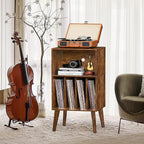 Lerliuo Record Player Stand, Mid-Century Vinyl Storage Cabinet Table - Image 2