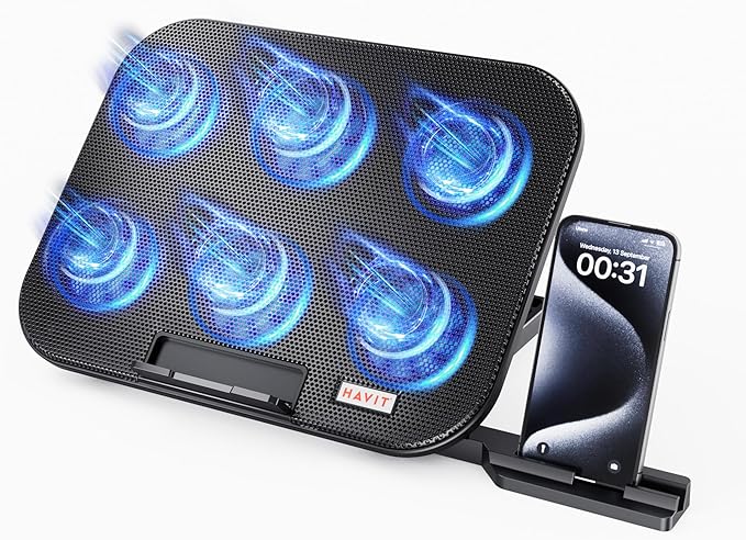 HAVIT Laptop Cooling Pad with 6 Quiet Fans and Adjustable Heights by havit