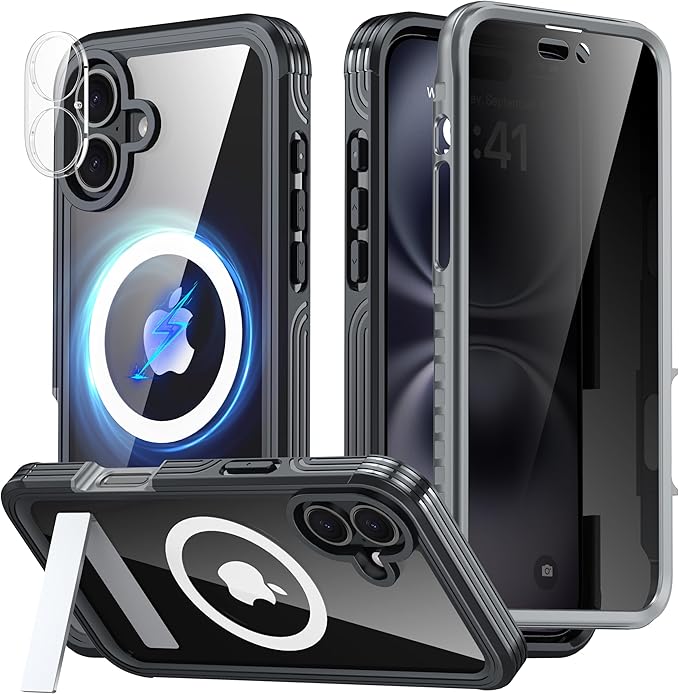 360° Protection Magnetic for iPhone 16 Case Built-in 9H Privacy Screen by Unknown