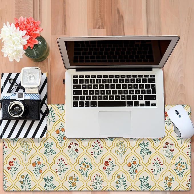 Large Mouse Pad Decorative Floral Gaming Desk Pad Computer Keyboard Non-Slip - Image 6