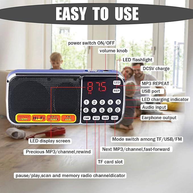 LETING Portable Mini USB FM Radio Speaker Music Player TF Card - Image 6