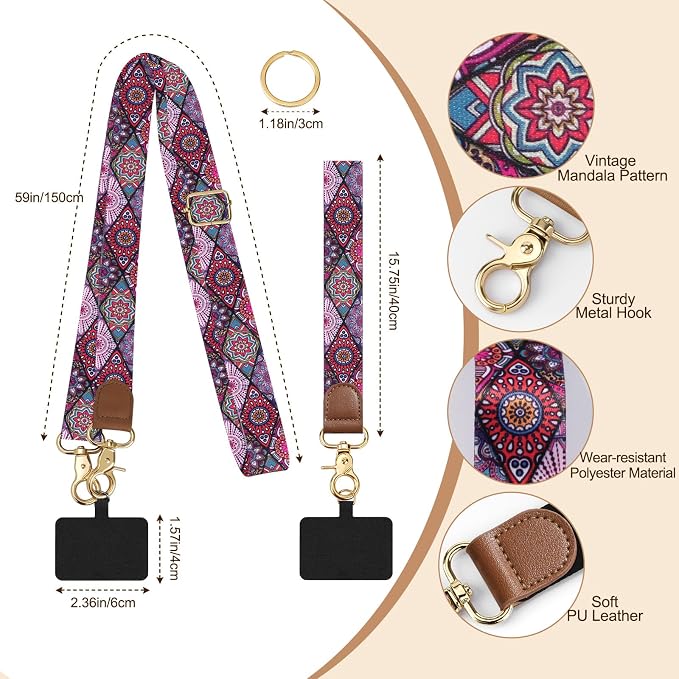TiMOVO Phone Lanyard Crossbody Wrist Strap, Adjustable Anti-Theft Strap - Image 2