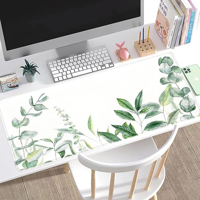 Eucalyptus Leaves Large Mouse Pad Green Plants Extended Gaming Mousepad - Image 3