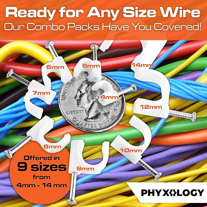 Pro-Grade, Cable Clips with Steel Nails 4mm - 14mm Wire Holders and Tacks in 9 - Image 4
