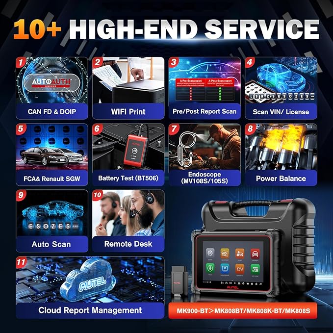 Autel Scanner MaxiCOM MK900BT, 2025 MK900-BT V2.0 Bidirectional Diagnostic Tool - Image 7