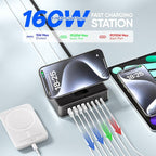 160W USB Charging Station Power Strip, 11-in-1 USB C Charger Block, 2AC Outlets - Image 4