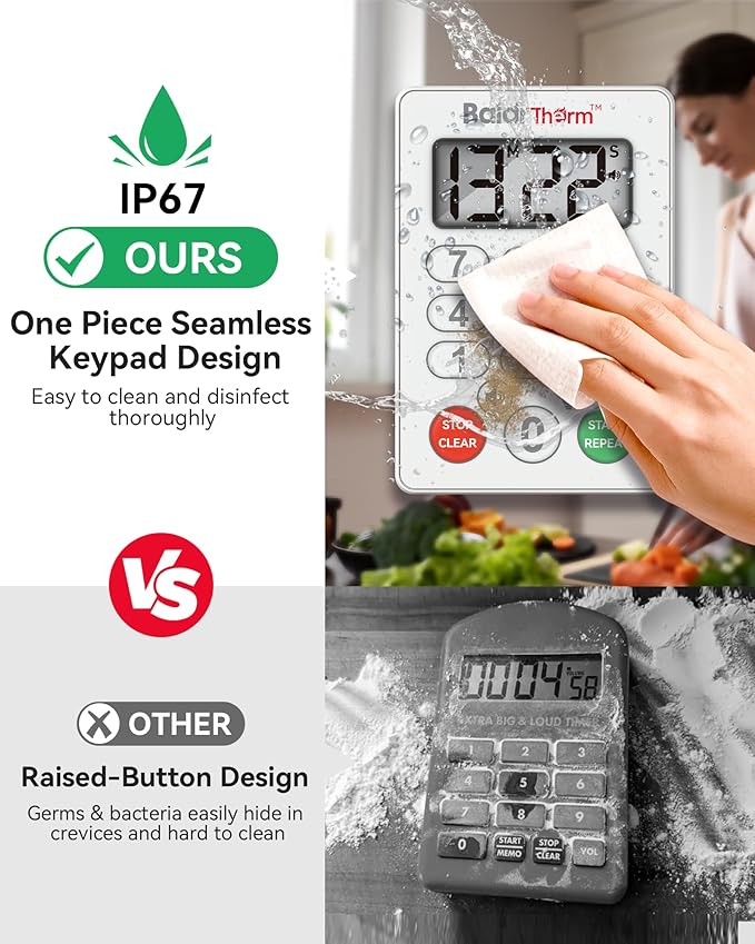 BaldrTherm Digital Kitchen Timer, Magnetic Waterproof Countdown Timer - Image 2