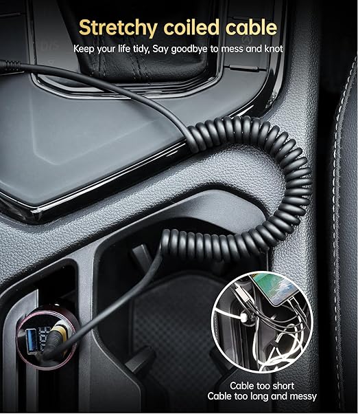 iPhone Charger Cable for Car, 2 Pack 5FT Coiled Lightning Cable iPhone Charger - Image 4
