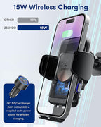 ZeeHoo Wireless Car Charger, 15 W Fast Charging Auto-Clamping Car Mount - Image 2