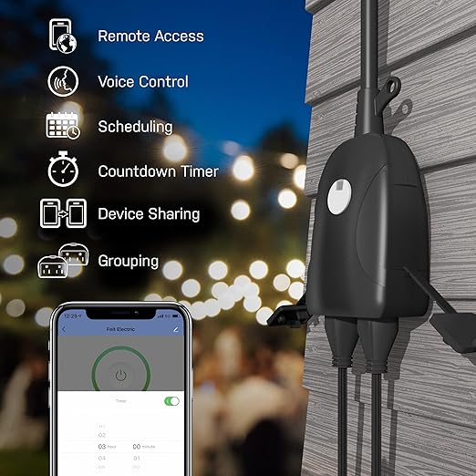 Feit Electric 120V 15A Smart Wifi Enabled Dual Outlet Wall Plug - Image 3