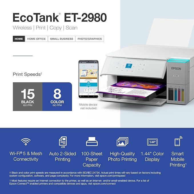 Epson EcoTank ET-2980 Wireless All-in-One Color Supertank Printer - Image 5