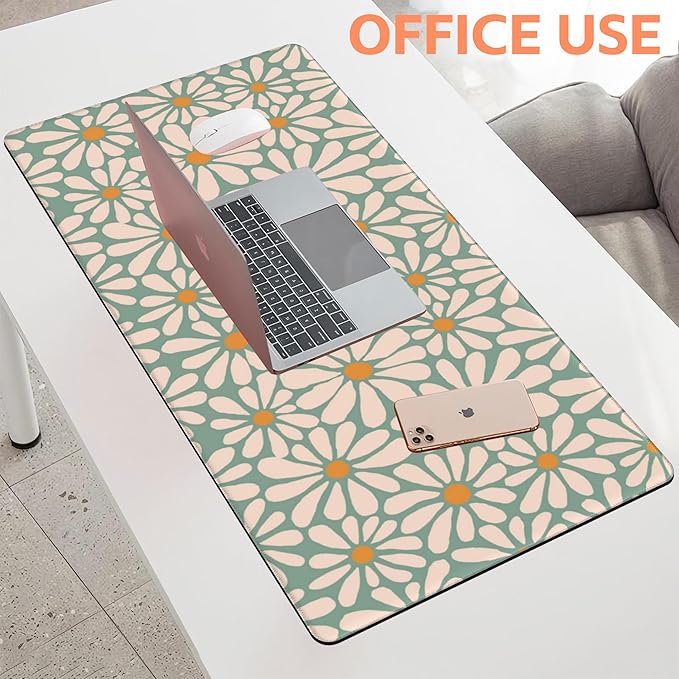 Mouse Pad Large Boho with Daisy Flowers Non-Slip Gaming Desk Mat with Stitched - Image 5