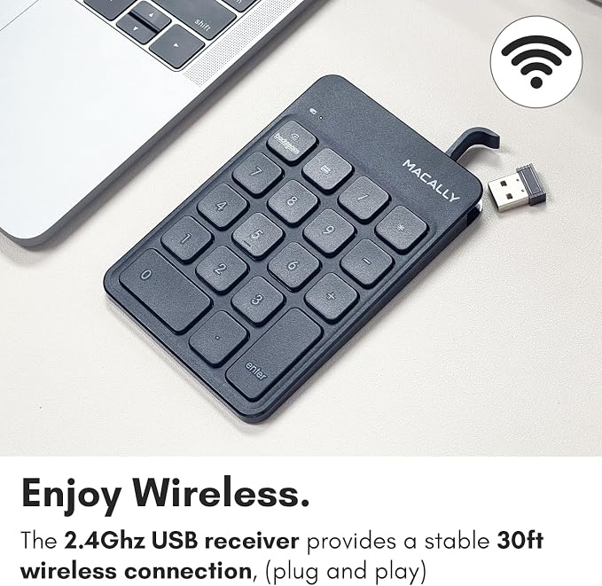 Macally Wireless Number Pad | Numeric Keypad | Wireless 10 Key - Image 4