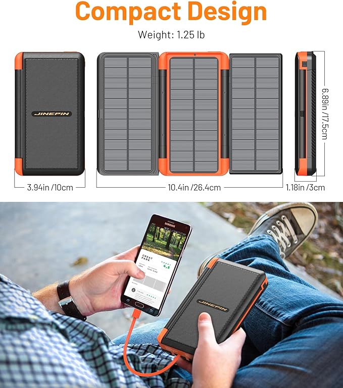 Power Bank Solar Charger 46800mAh Built in 4 Cables 3 Foldable Solar Panels - Image 7