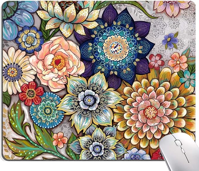 Mouse Pad, Abstract Floral Mouse Pad, Premium-Textured Computer Mouse Mat by Armanza