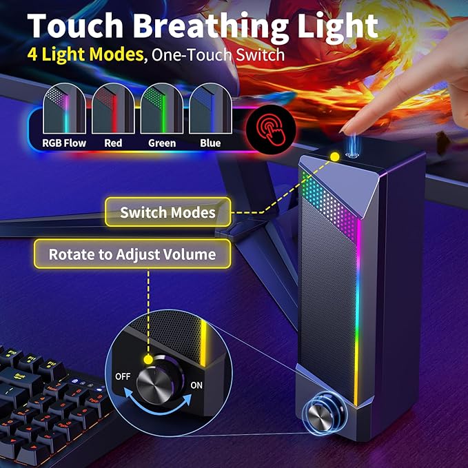 Computer Speakers, 2 in 1 PC Speaker, Gaming Speakers - Image 4