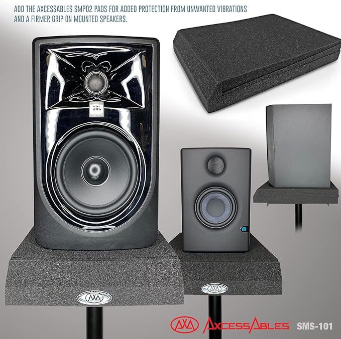 AxcessAbles Studio Monitor Speaker Stands Pair. 80lb Capacity per Stand. - Image 9