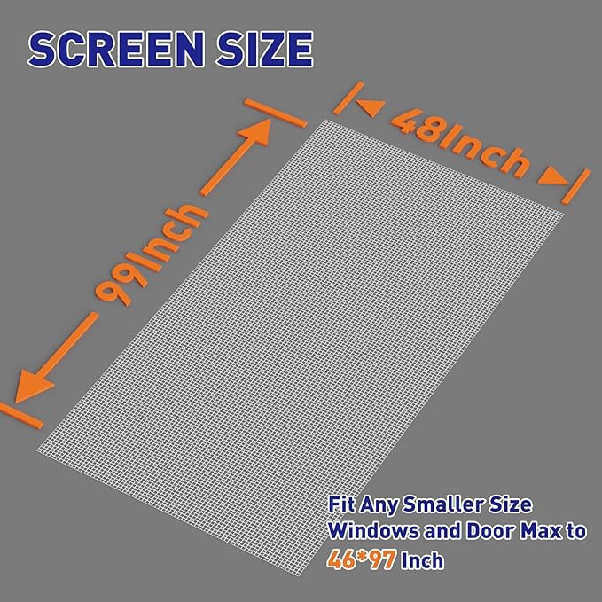 MAGZO Window Screen Replacement Mesh 48"W x 99"L - Image 2