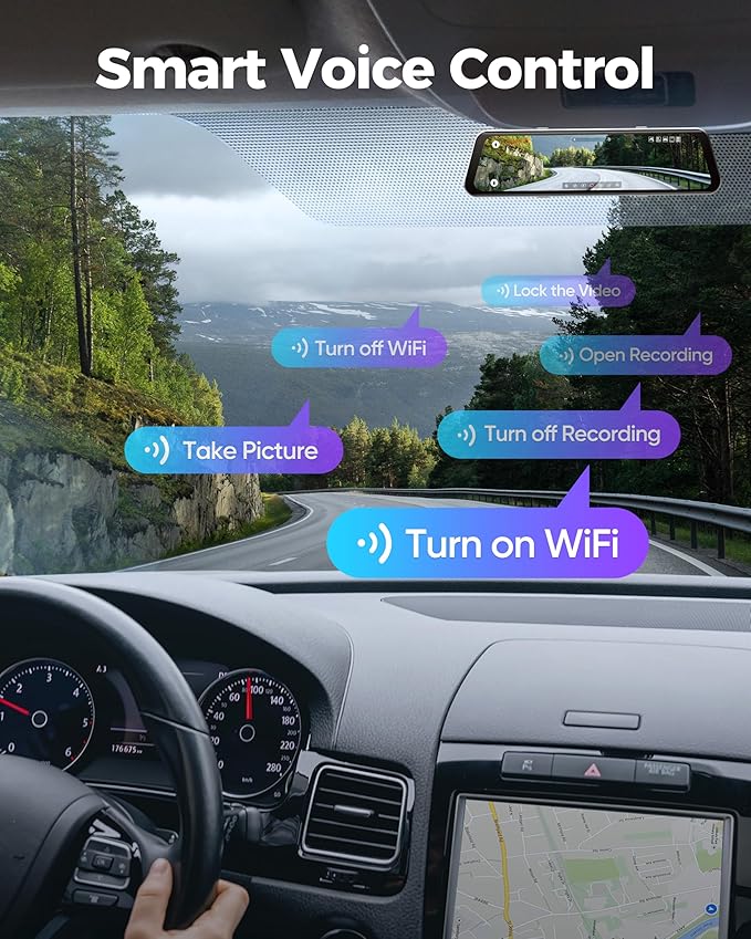 12" Mirror Dash Cam, 4K UHD Front and 2.5K Rear View Dash Camera - Image 4