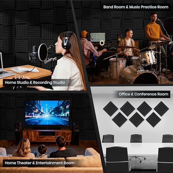 Focusound 18 Pack Curved Acoustic Foam Panels 3" x 12" x 12" Sound Proof Foam - Image 5