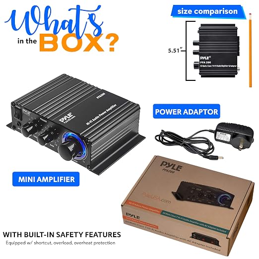 Pyle Home Mini Audio Amplifier - 60W Portable Dual Channel Surround Sound HiFi - Image 7
