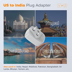 2 Pack US to India Plug Adapter, TESSAN Type D Travel Adapter - Image 2