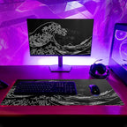 Japanese Gaming Mouse Pad Abstract Black Mouse Pad 31.5x11.8 Inch Black Sea - Image 6