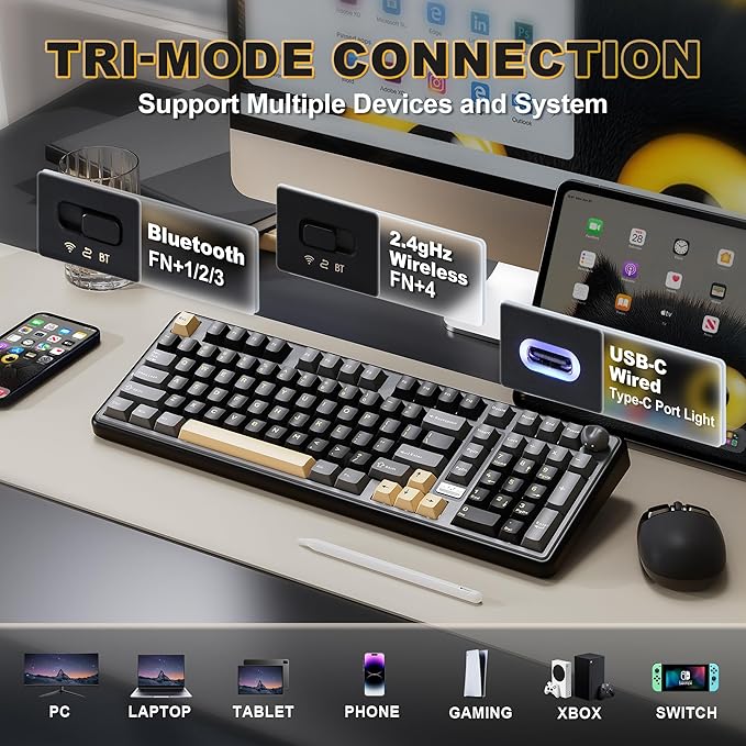 YUNZII B98 PRO QMK/VIA Wireless Mechanical Gaming Keyboard, 96% Layout - Image 3