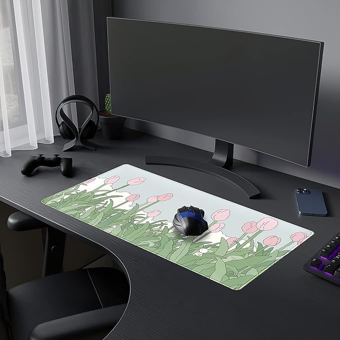 WatercolorTulip Flower Mouse Pads, Extended Gaming Mousepad XXL Kawaii Anime - Image 4