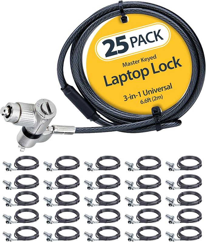 StarTech.com 25-Pack Universal Laptop Lock 6.6ft, Master Keyed Security Cable by StarTech