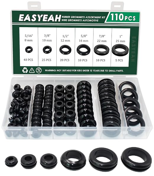 110 Pcs Rubber Grommets for Wiring by EASYEAH