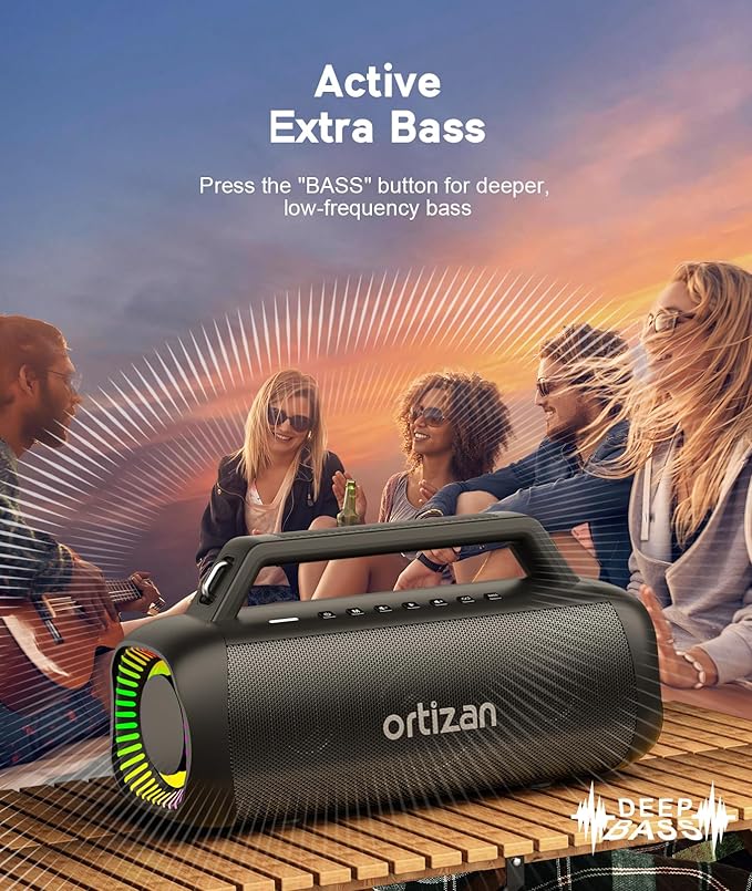 Ortizan Portable Bluetooth Speaker Loud, 80W Peak, Bass Up, 20H Playtime - Image 7