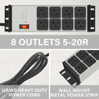 CCCEI Grey Heavy Duty Power Strip Surge Protector 20 AMP, 8 Outlets 12 Gauge - Image 3