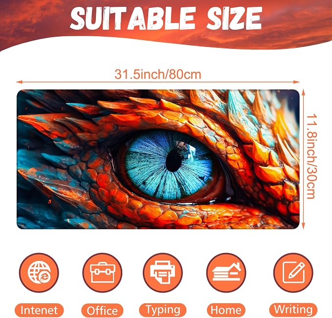 Large Gaming Mouse Pad for Desk, Dragon Blue Eyes Desk Mat, Dragon Eyes Desk Pad - Image 2
