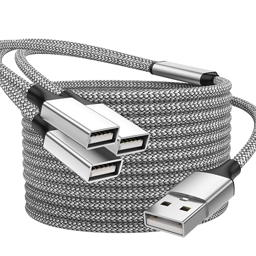6.6FT USB Splitter, USB A Male to 3 Female Extension Cable Support Charging and by Unknown