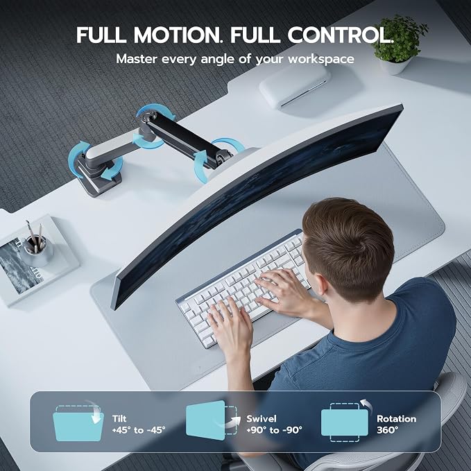 ARES WING Ultrawide Single Monitor Arm, Heavy Duty Monitor Mount - Image 5