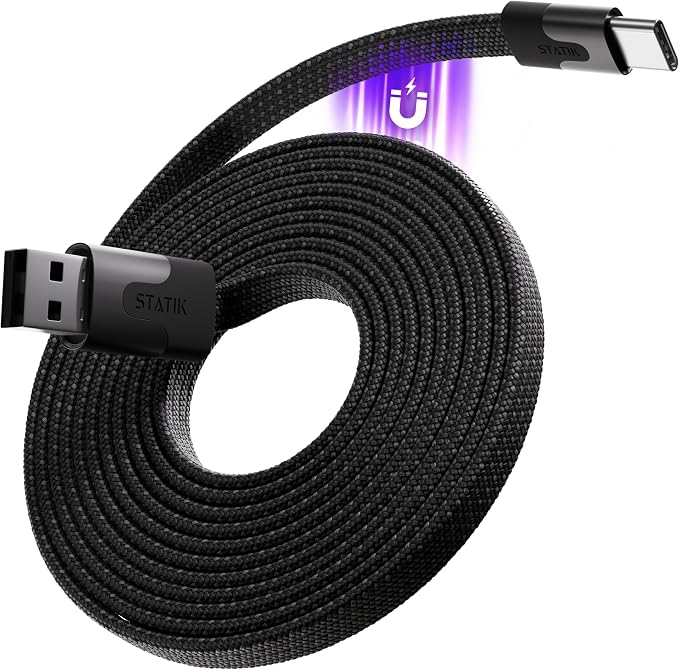 Statik MagStack USB to USB C Cable, Magnetic Anti Tangle Flat A to Type C by Statik