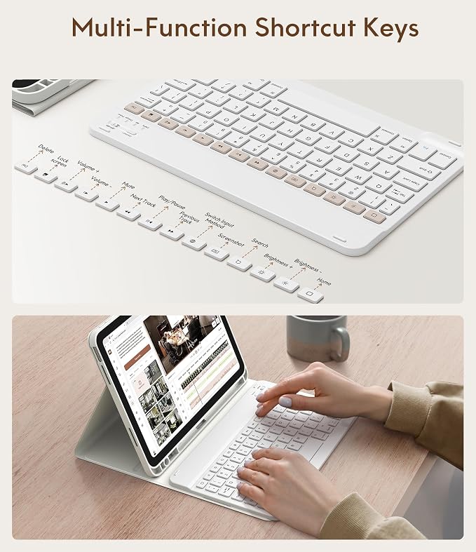 CHESONA Keyboard Case for iPad 11th/10th Generation, Detachable Wireless - Image 5