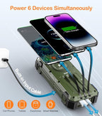 Army Green Solar Power Bank 42800mAh, 15W Wireless Portable Charger - Image 2