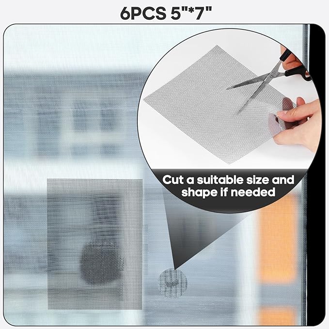 5" x 7" Black/Grey Screen Repair Kit, Strong Adhesive Fiberglass Mesh Pacth Tape - Image 7