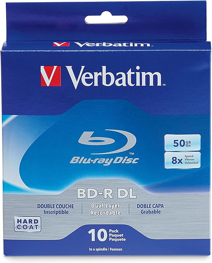 Verbatim BD-R DL 50GB 8X Blu-ray Recordable Media Disc Double Layer- 10 Pack by Verbatim