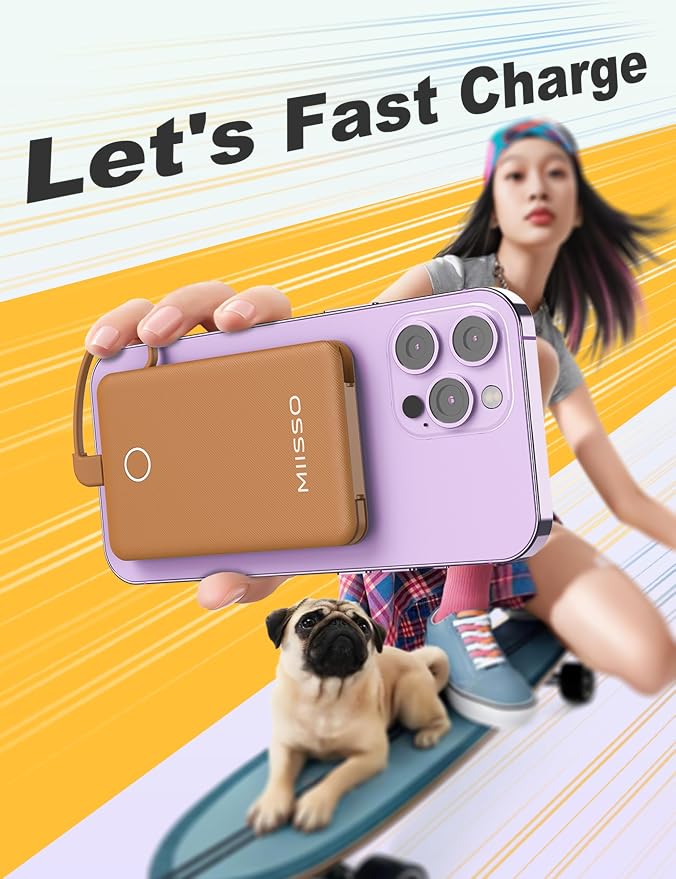 6000mah Ultra Slim Built in Cables Power Bank, Card Size Built in USB C Cords - Image 7