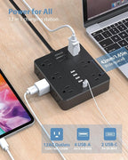 Power Strip Flat Plug with 12 Outlets 6 USB, SMNICE Surge Protector Charging - Image 3