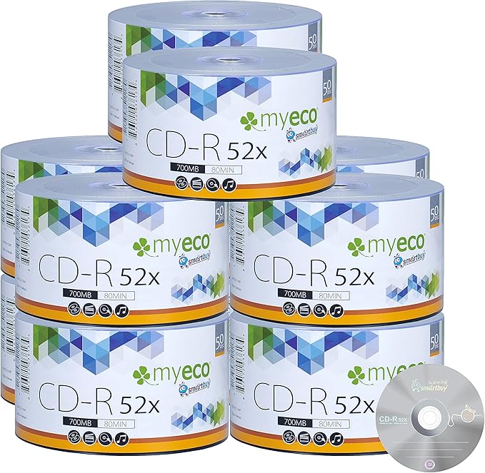 500 Pack MyEco CD-R CDR 52X 700MB 80Min Economy Branded Logo Top Write Once by Unknown
