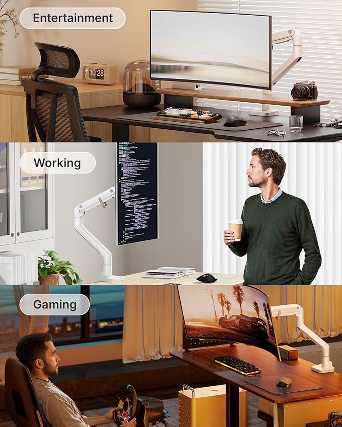 monTEK Heavy-Duty Monitor Arm for 17-57" Ultrawide Curved Screen, Supports up - Image 7