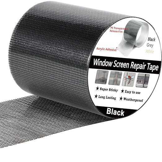 Wohohoho Window Screen Repair Tape, 3 in X 40 FT Black Screen Patch Repair Kit by wohohoho