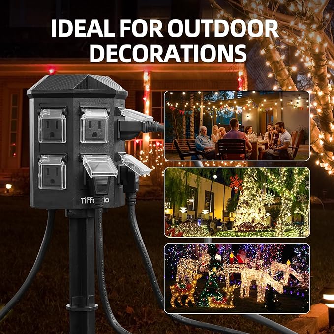 TiFFCOFiO Outdoor Power Strip Timer, Dusk to Dawn Light Sensor Countdown - Image 5