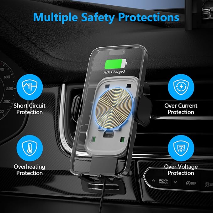 Wireless Car Charger, Auto-Clamping Car Mount 15W/10W/7.5W Fast Charging Air - Image 3