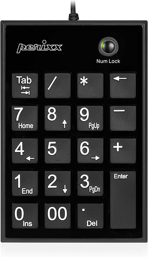 Perixx PPD-202 Wired 19 Keys Slim Numeric Keypad, Big Print Font, Silent by PerixxComputerGmbH