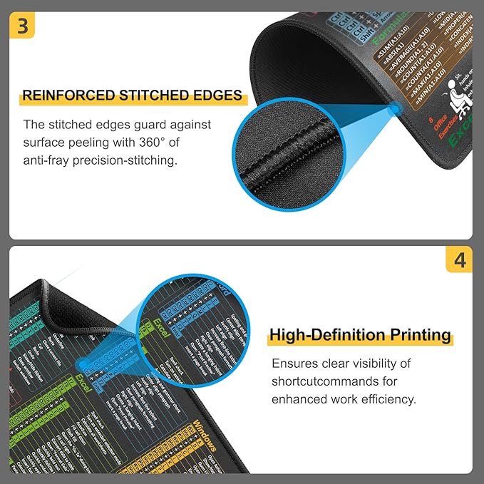 Mouse Pad for Excel/Word/PowerPoint/Windows Shortcuts – Small Excel Cheat Sheet - Image 3